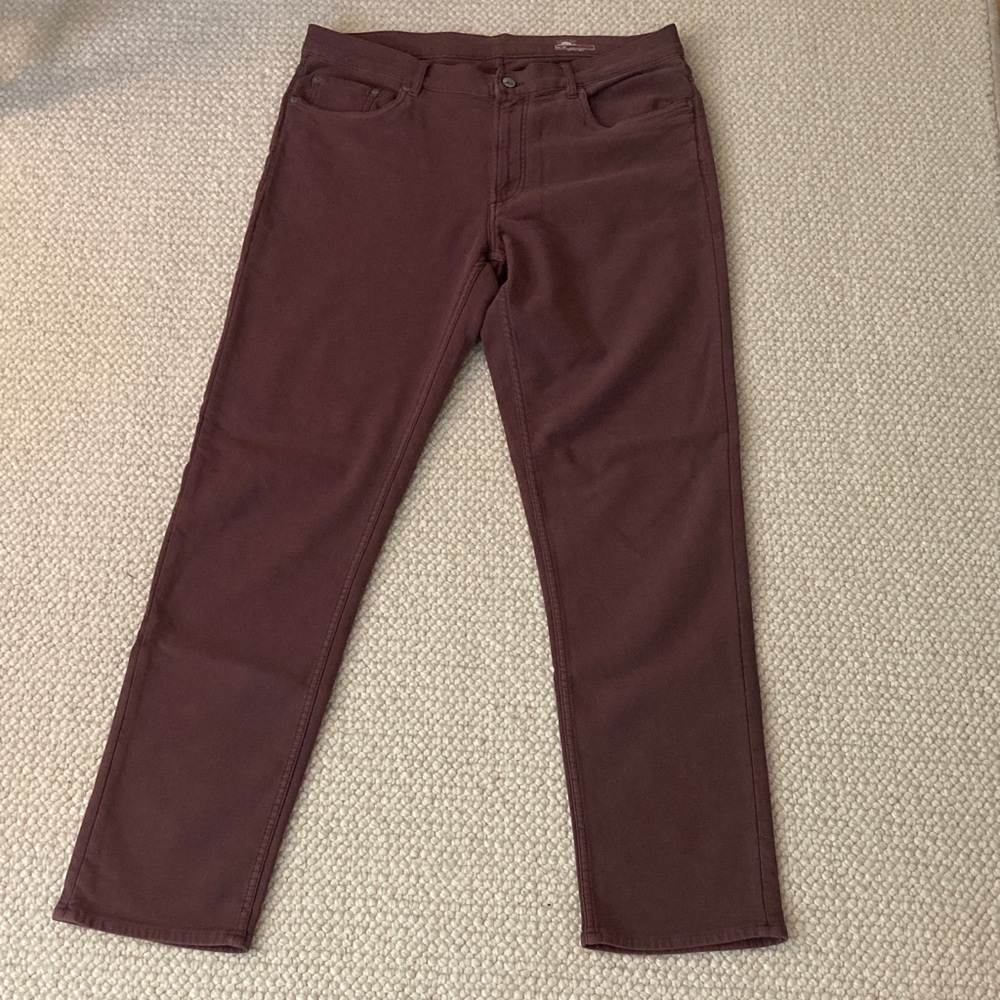Faherty Men's Slim Fit Jeans in Burgundy.